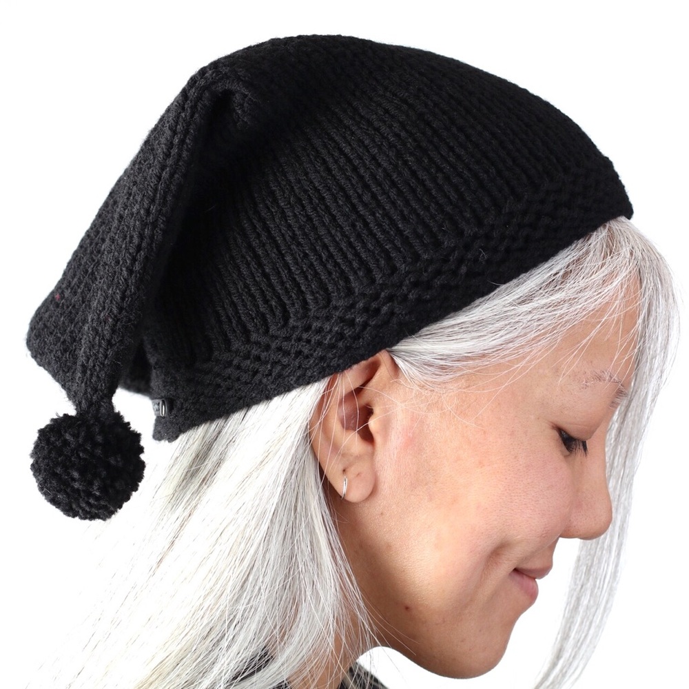 Custom Listing: Black Slouch Pompom Hat Knitted